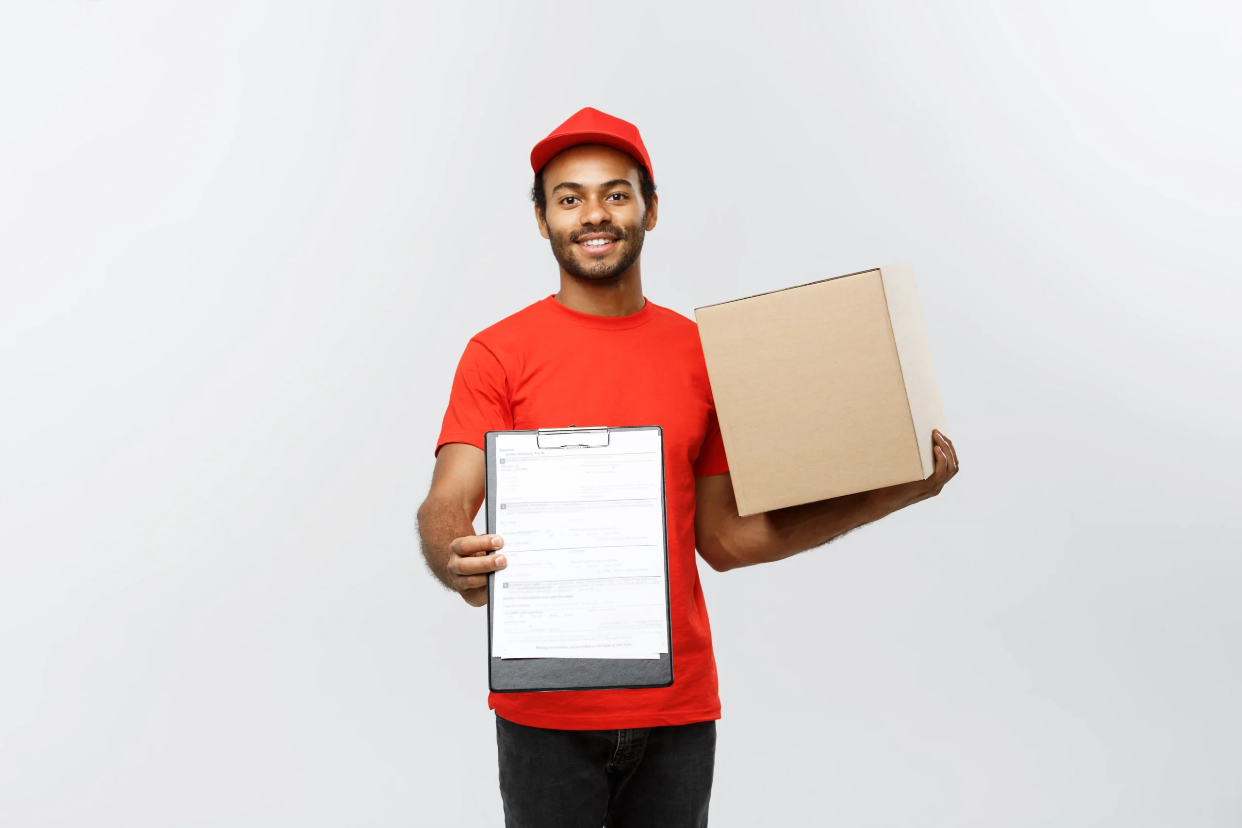 delivery-concept-portrait-handsome-african-american-delivery-man-courier-showing-confirmation-document-form-sign-isolated-grey-studio-background-copy-space.webp