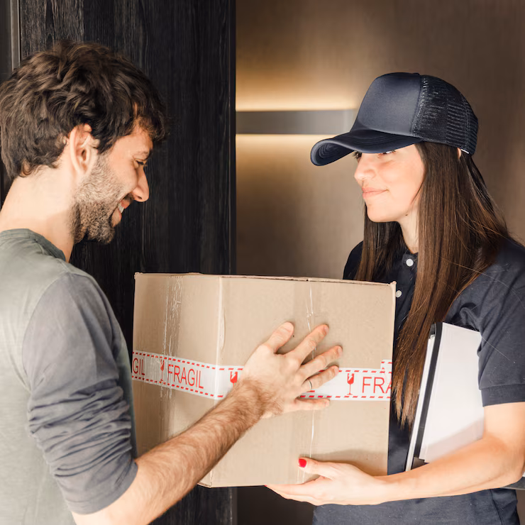 happy-young-man-receiving-parcel-from-female-courier-home_23-2147862242